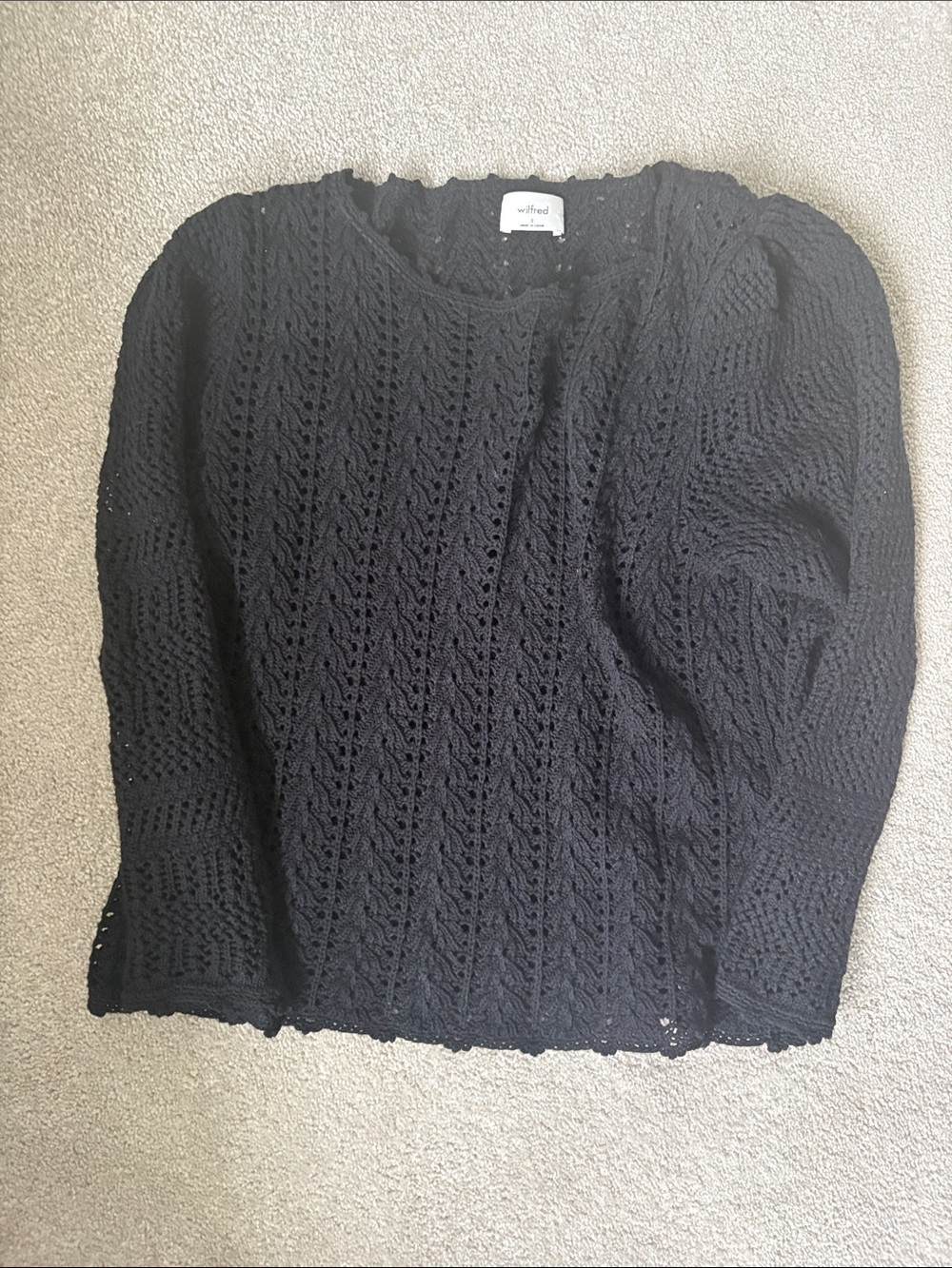 Wilfred Black Openwork Crewneck Sweater